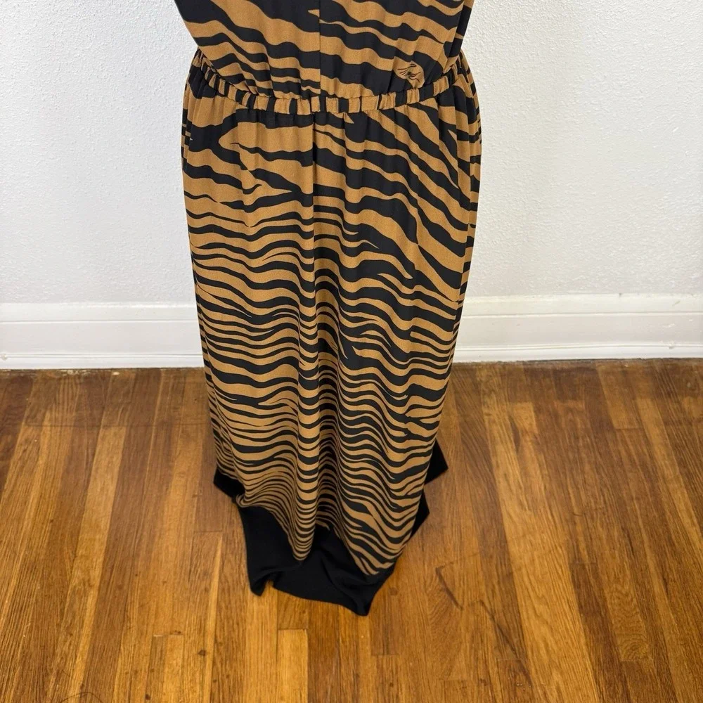 Michael Kors Women's Tiger Strip Summer Dress Size Xs Black Brown‎